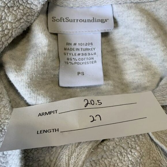 Soft Surroundings Women’s Small Petite Cozy Sweater Gray Henley Button Mock Neck - Picture 2 of 7